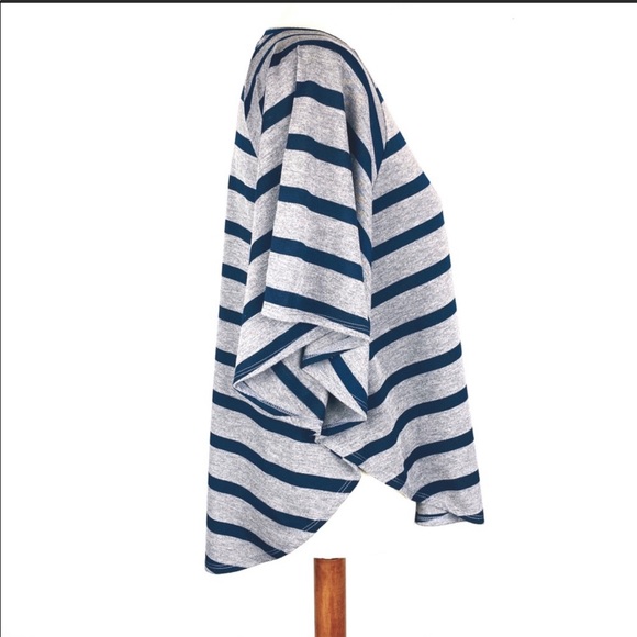 Oversized Pullover V Neck Striped Hi/Low Boxy Tee Small - Picture 5 of 8